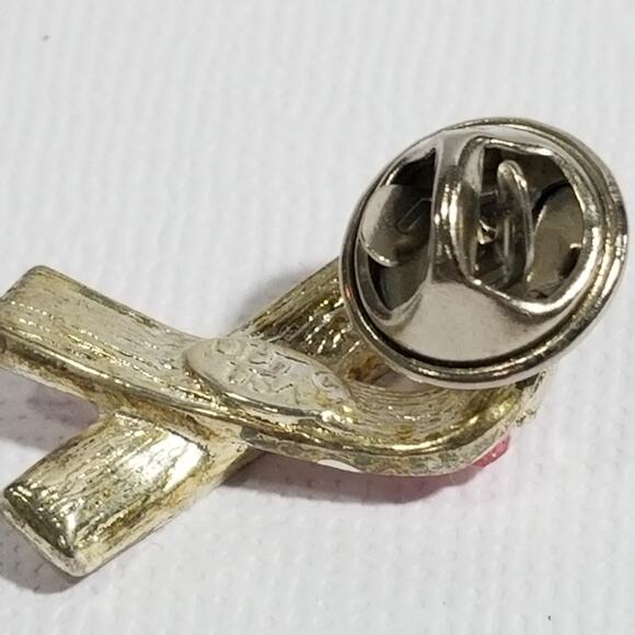 pink crystal breast cancer awareness ribbon pin USA 1" - Picture 8 of 10